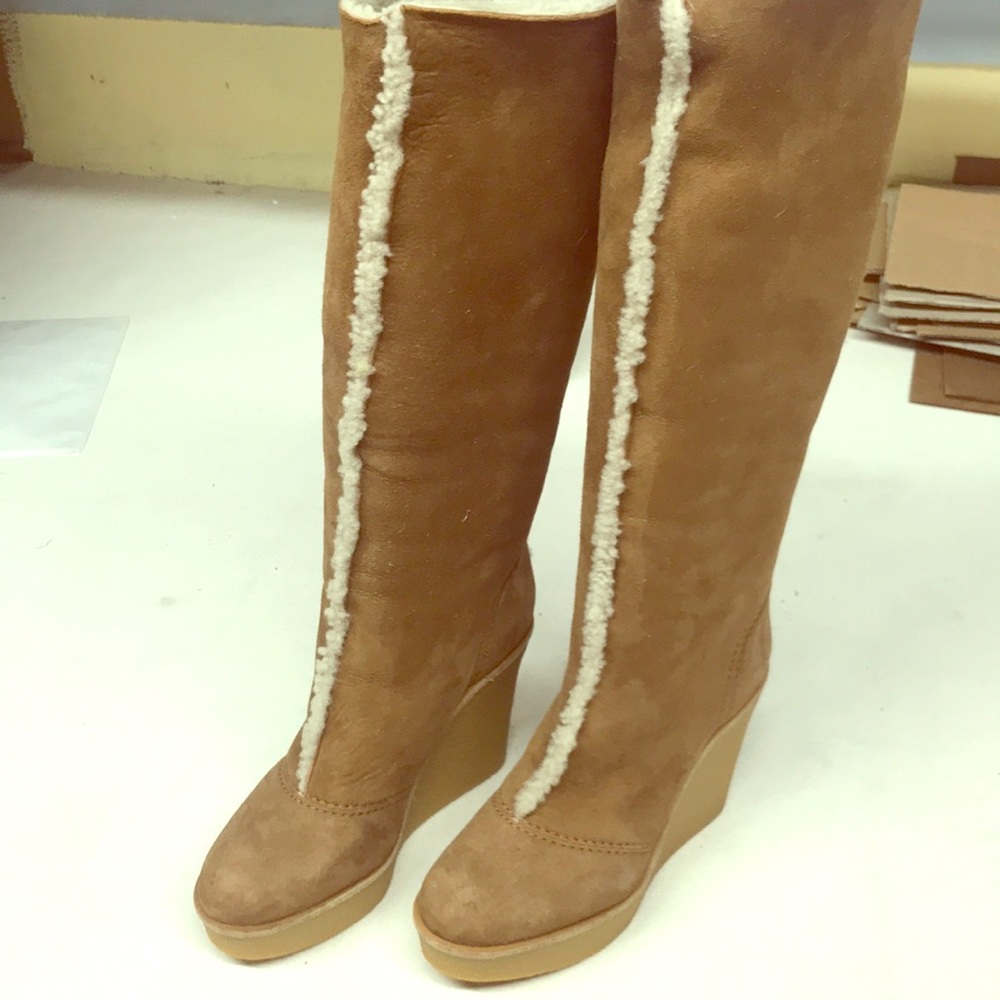 Chloe Shearling Wedge Boots